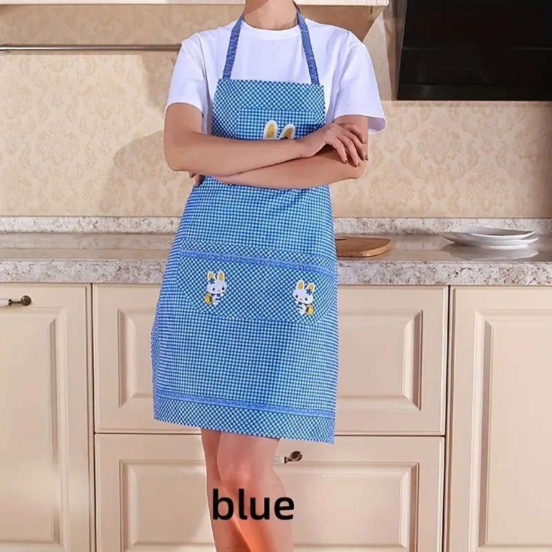 1pc Kitchen Apron Cute Bunny Pattern Cooking Apron Colorful Printed Waist Apron Fashionable Sleevele