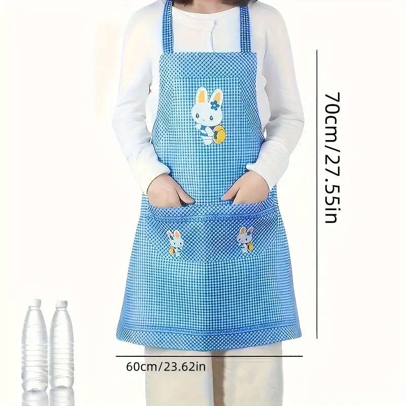 1pc Kitchen Apron Cute Bunny Pattern Cooking Apron Colorful Printed Waist Apron Fashionable Sleevele