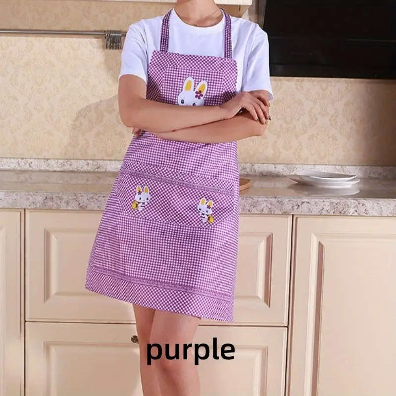 1pc Kitchen Apron Cute Bunny Pattern Cooking Apron Colorful Printed Waist Apron Fashionable Sleevele