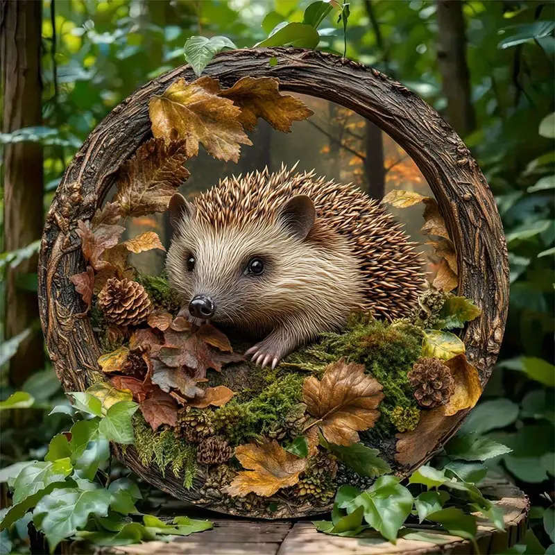 1pc Art Deco Hedgehog-Inspired 3D Embossed Aluminum Wall Art Decor Waterproof and Durable Animal The