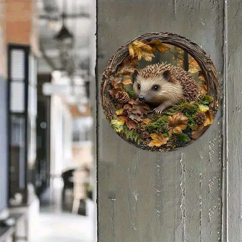 1pc Art Deco Hedgehog-Inspired 3D Embossed Aluminum Wall Art Decor Waterproof and Durable Animal The