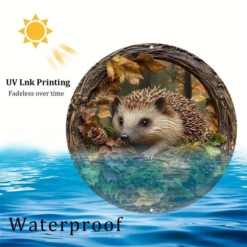 1pc Art Deco Hedgehog-Inspired 3D Embossed Aluminum Wall Art Decor Waterproof and Durable Animal The