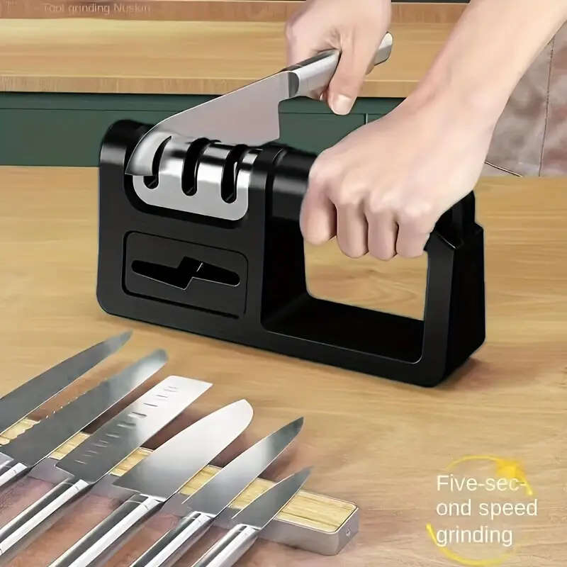 4in1 Diamond Kitchen Sharpener Quick Multifunctional Manual Tool for Knives Scissors Lightweight 304