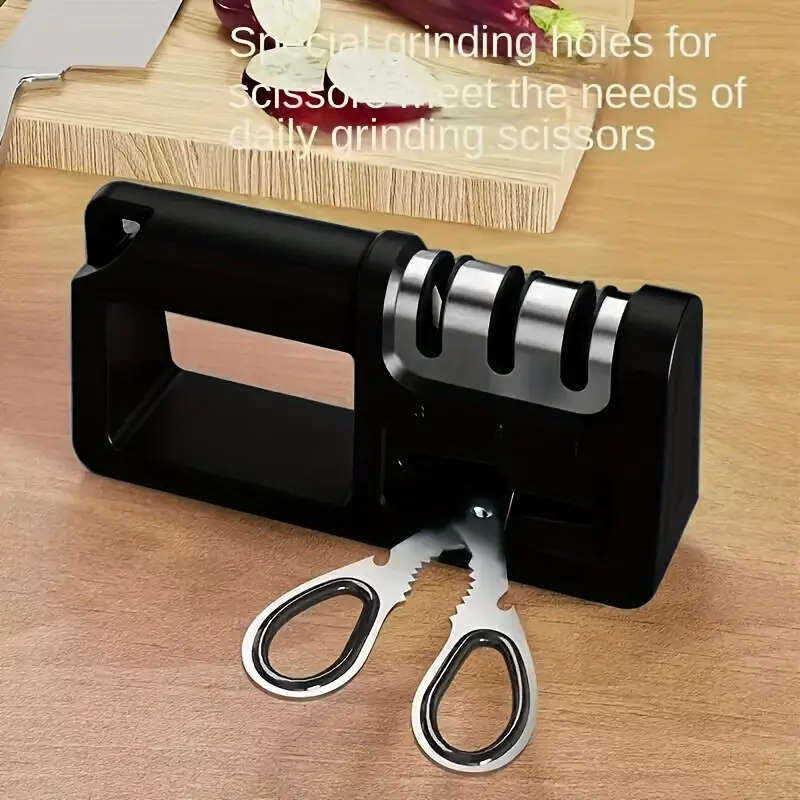 4in1 Diamond Kitchen Sharpener Quick Multifunctional Manual Tool for Knives Scissors Lightweight 304