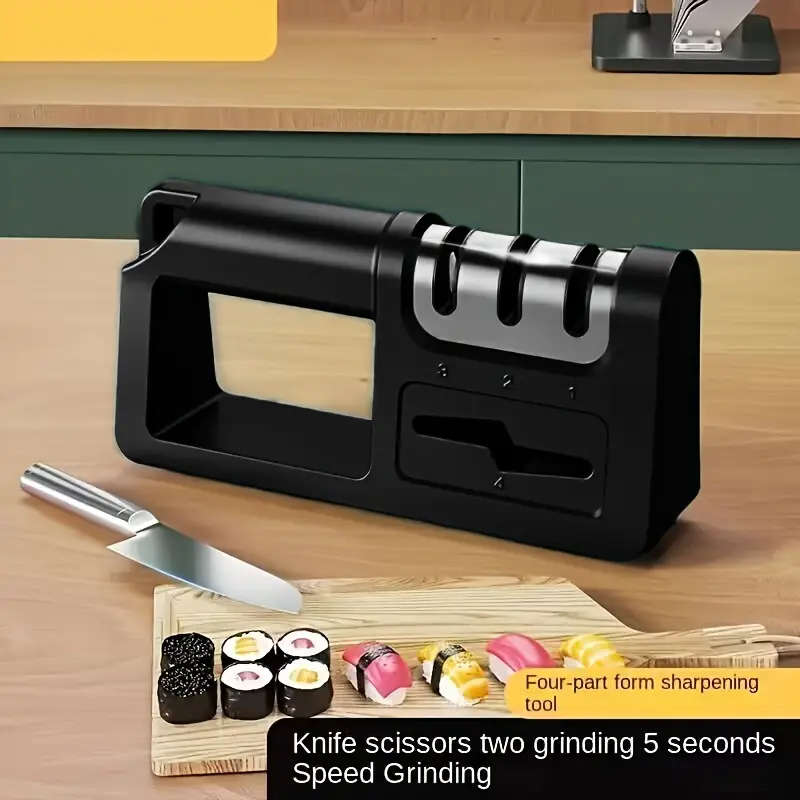 4in1 Diamond Kitchen Sharpener Quick Multifunctional Manual Tool for Knives Scissors Lightweight 304