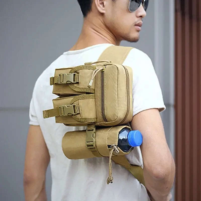 1pc Men'S Tactical Oxford Cloth Sports Waist Bag Portable Fanny Pack with Water Bottle Holder and Ph
