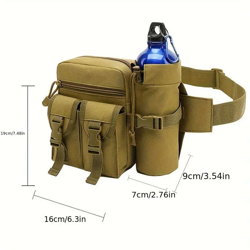 1pc Men'S Tactical Oxford Cloth Sports Waist Bag Portable Fanny Pack with Water Bottle Holder and Ph