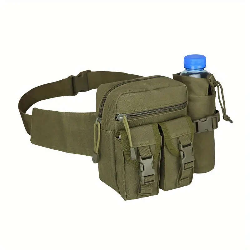 1pc Men'S Tactical Oxford Cloth Sports Waist Bag Portable Fanny Pack with Water Bottle Holder and Ph