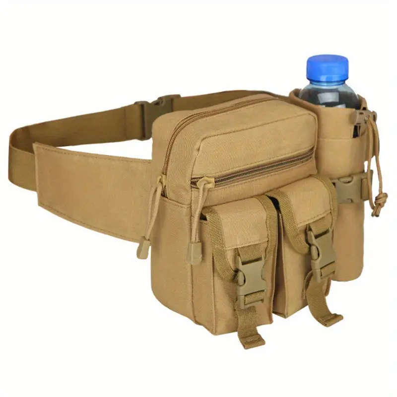 1pc Men'S Tactical Oxford Cloth Sports Waist Bag Portable Fanny Pack with Water Bottle Holder and Ph