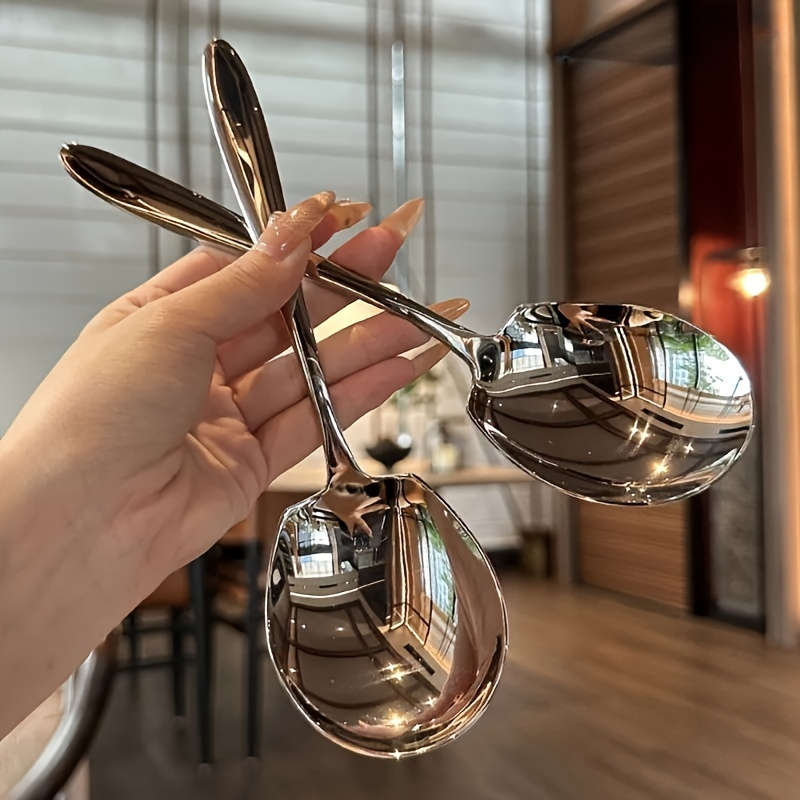 2pcs Extra Large Stainless Steel Long Handle Serving Spoon Durable Thickened Design Suitable