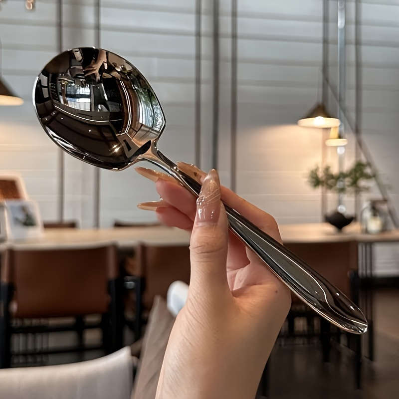 2pcs Extra Large Stainless Steel Long Handle Serving Spoon Durable Thickened Design Suitable