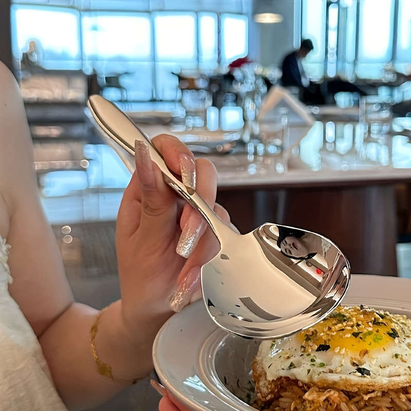 2pcs Extra Large Stainless Steel Long Handle Serving Spoon Durable Thickened Design Suitable