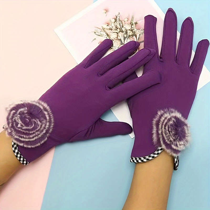 1 Pair Burgundy Color Warm Gloves