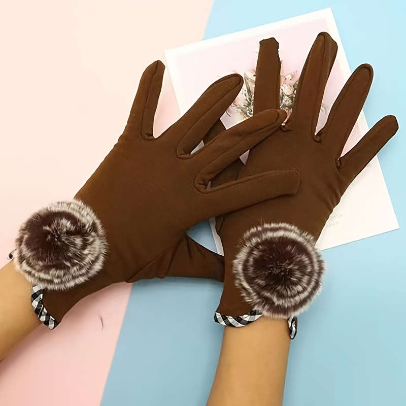 1 Pair Burgundy Color Warm Gloves