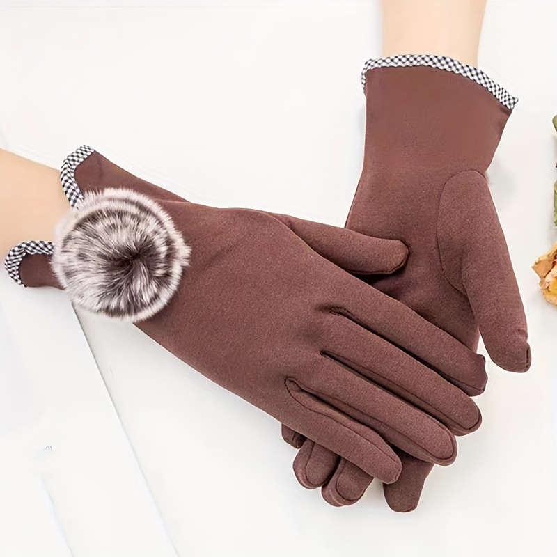 1 Pair Burgundy Color Warm Gloves