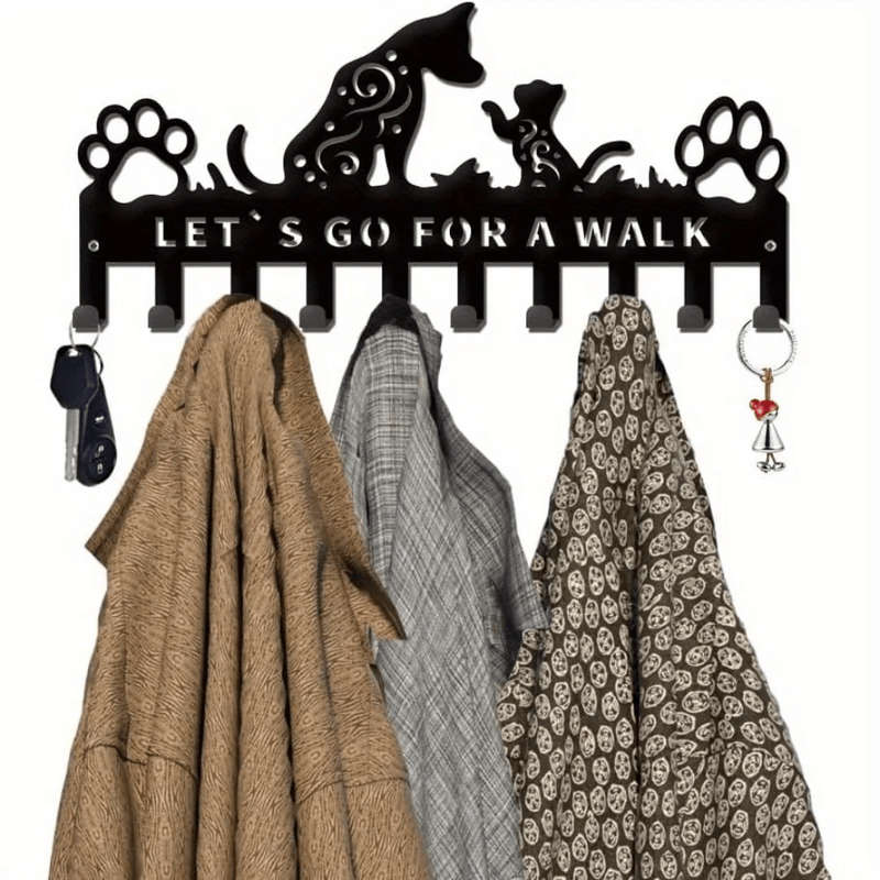 1pc Cat  Dog Metal Key Holder Wall Mounted Iron Key Hanger Pet-Themed Leash Key Organizer For Fr