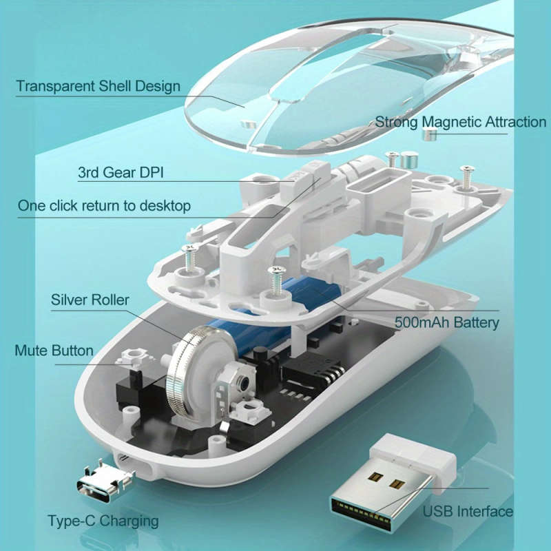 Ergonomic Transparent Wireless Mouse