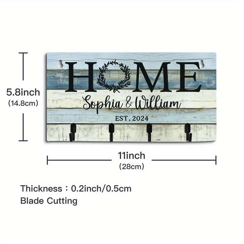 Putuo Decor Customizable Wood Key Holder Wall SignPersonalized Home Key Rack with Names  Establi