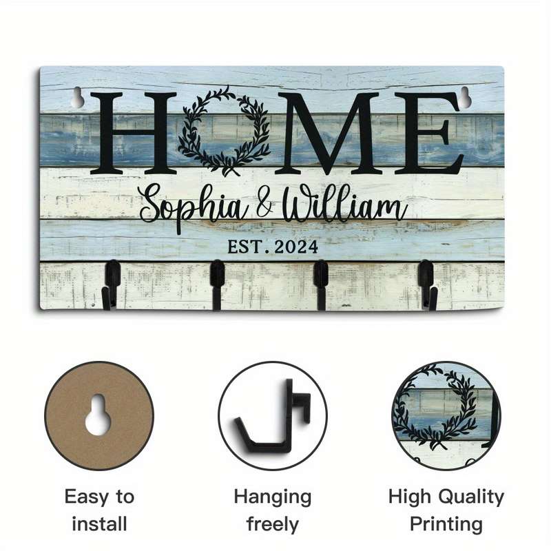 Putuo Decor Customizable Wood Key Holder Wall SignPersonalized Home Key Rack with Names  Establi