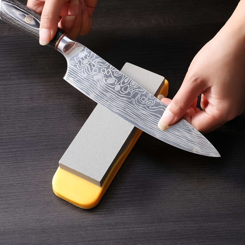 1pc Diamond Whetstone Knife Sharpener Double-Sided High Hardness Non-Slip Plastic Base Manu