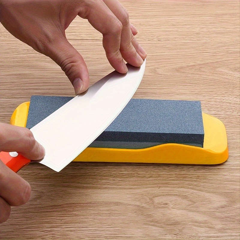 1pc Diamond Whetstone Knife Sharpener Double-Sided High Hardness Non-Slip Plastic Base Manu