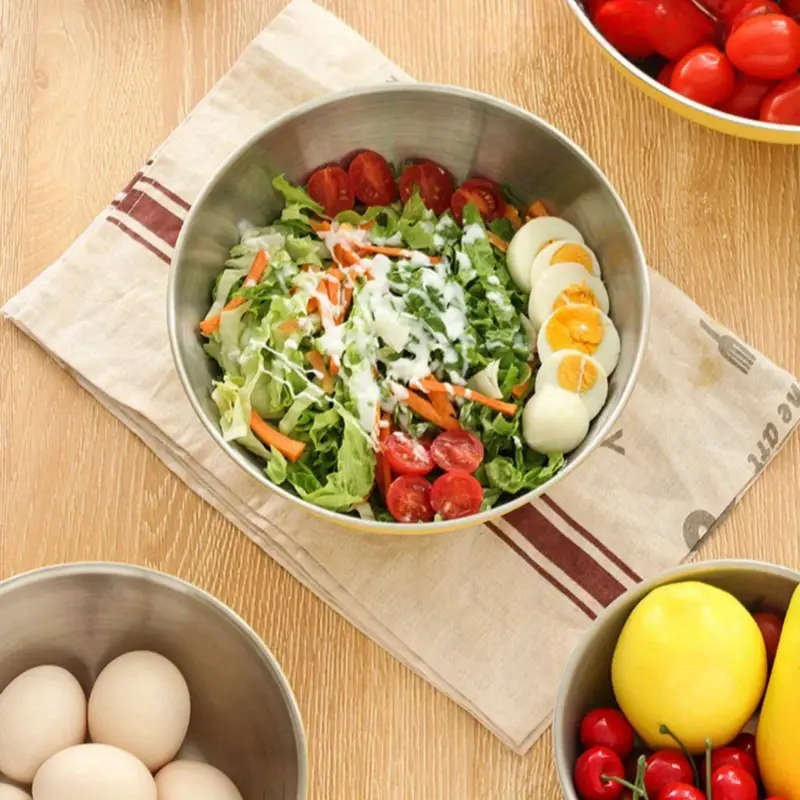 3pcs Stainless Steel Kitchen Set Rust-Resistant Mixing Bowls for Baking Salad Noodles Large Capacity