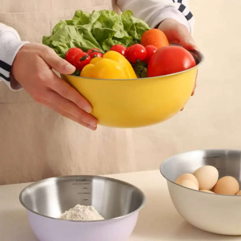 3pcs Stainless Steel Kitchen Set Rust-Resistant Mixing Bowls for Baking Salad Noodles Large Capacity