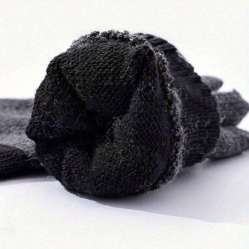 1 Pair Black Wrist Half Finger Warm Gloves