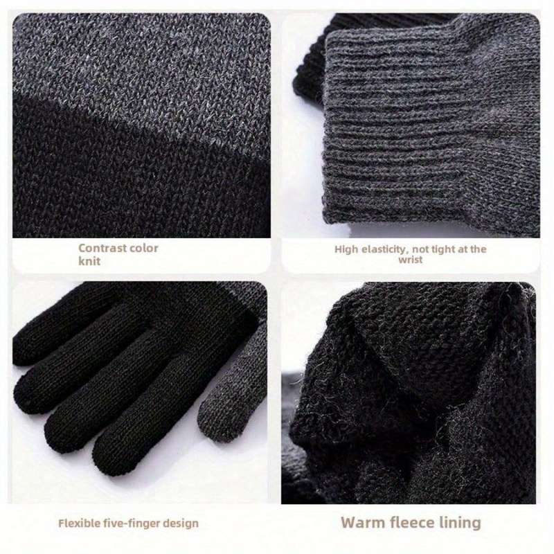1 Pair Black Wrist Half Finger Warm Gloves