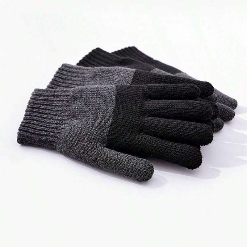 1 Pair Black Wrist Half Finger Warm Gloves