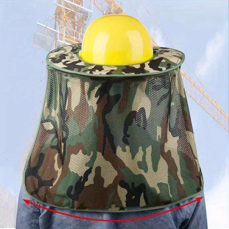 1pc Men's Outdoor Multifunctional Hat Hard Brimmed with Neck Mask Reflective Sunshade Cotton Ble