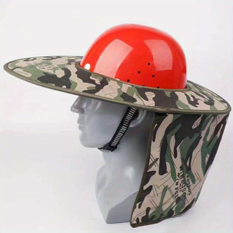 1pc Men's Outdoor Multifunctional Hat Hard Brimmed with Neck Mask Reflective Sunshade Cotton Ble