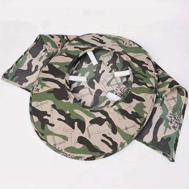 1pc Men's Outdoor Multifunctional Hat Hard Brimmed with Neck Mask Reflective Sunshade Cotton Ble