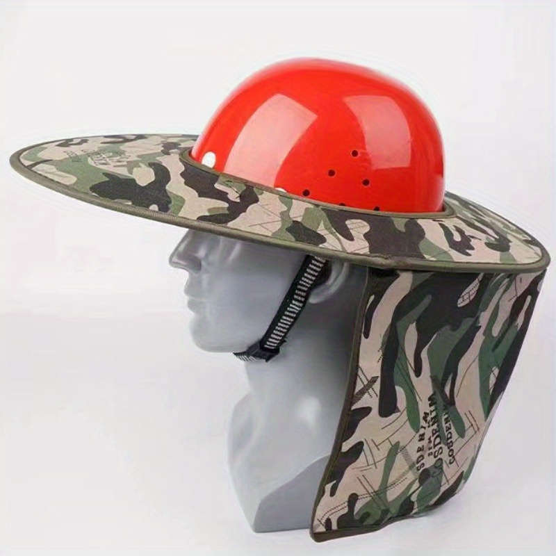 1pc Men's Outdoor Multifunctional Hat Hard Brimmed with Neck Mask Reflective Sunshade Cotton Ble