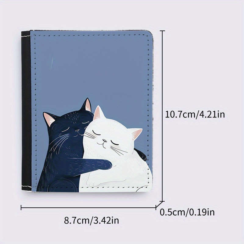 1pc Creative Cat Print Slim Wallet Mens Ultra-Thin Card Holder with 8 Slots Black White C