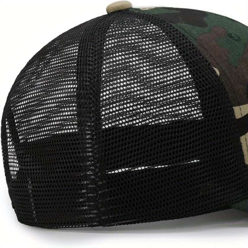 1pc Embroidered Camouflage Cap with Mesh Back Adjustable Snap for Sports Knit Cotton Blend Fa