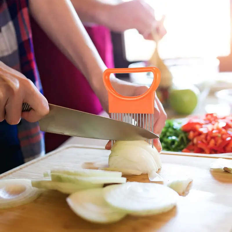 1pcs Stainless Steel Slicing Fixing Cutter Onion Insert Tenderizer Meat Tenderizer Fork Shredder Cut