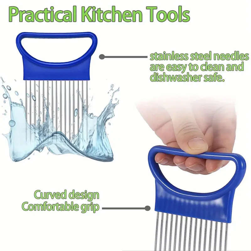 1pcs Stainless Steel Slicing Fixing Cutter Onion Insert Tenderizer Meat Tenderizer Fork Shredder Cut