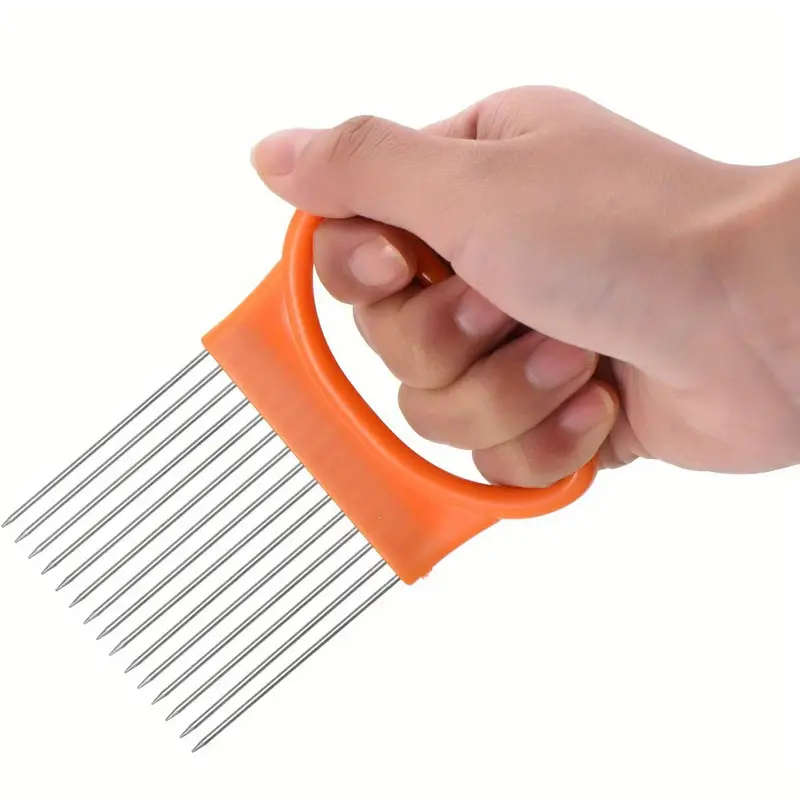 1pcs Stainless Steel Slicing Fixing Cutter Onion Insert Tenderizer Meat Tenderizer Fork Shredder Cut