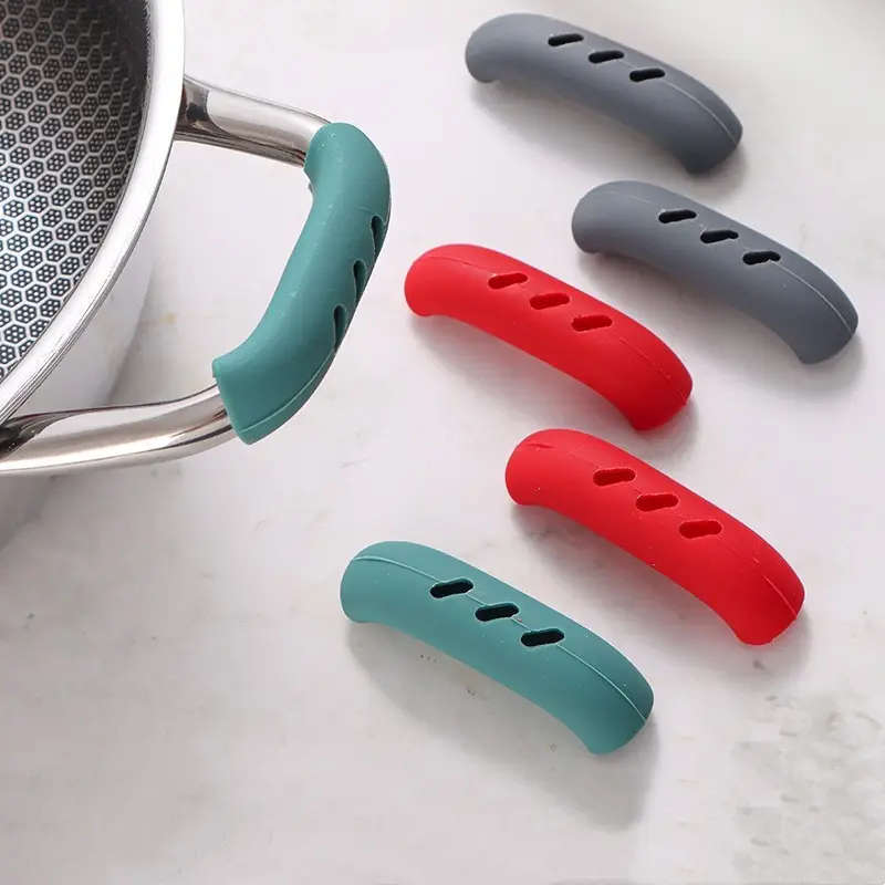 1 Pairs Silicone Pot Handle Sleeves Anti-Scalding Non-Slip Insulation Glove Clips Hand Wash Only