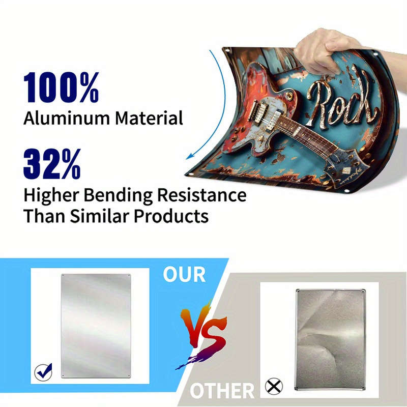 1pc  Vintage Rock Guitar Metal Wall Art Decor Plaque 30.48X20.32 cm Aluminum Weather-Resistant