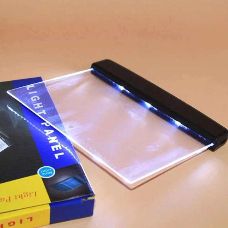 1pc LED Flat Book Light Full Page Reading Lamp for Bed Airplane Eye Protection with Clip-On Bookmark