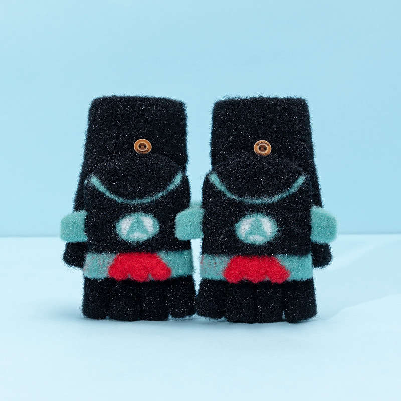 1 Pair Black Warm Gloves