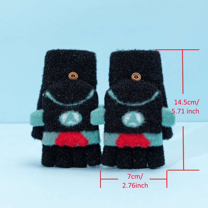 1 Pair Black Warm Gloves