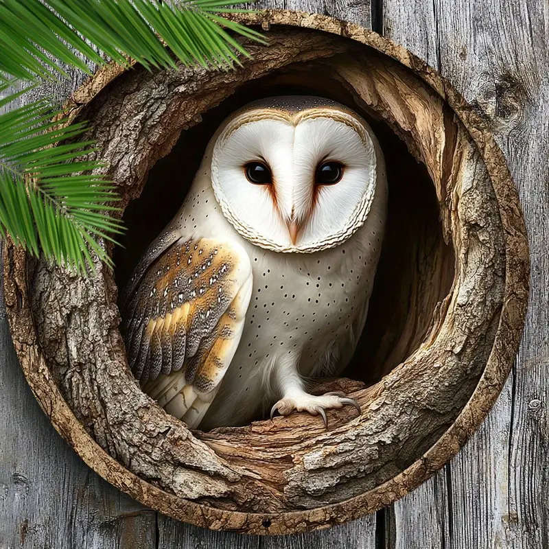 1pc Contemporary Barn Owl Metal Wall Sign Waterproof HD Printed Aluminum Plaque Pre-Drilled for Easy