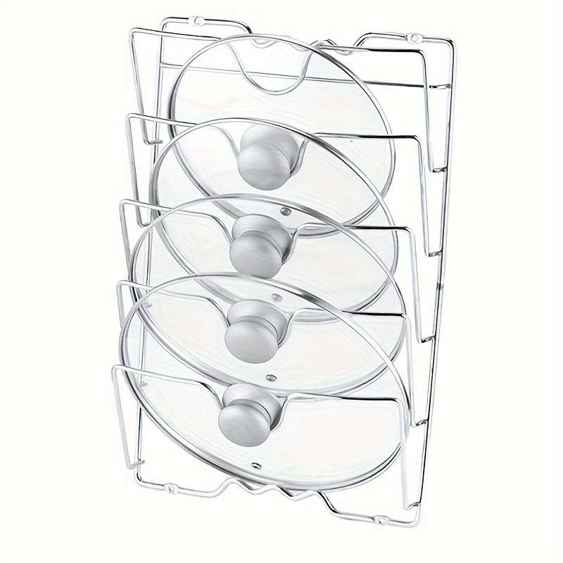1pc Space-Saving Wall-Mounted Kitchen Organizer Durable Stainless Steel Pot Lid Cutting Board H