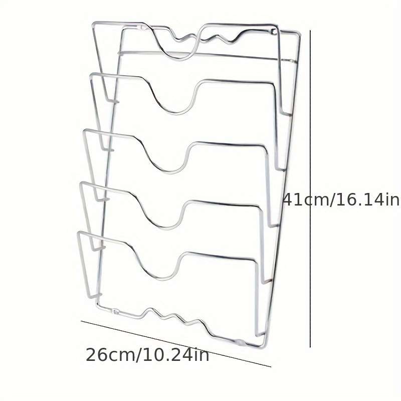 1pc Space-Saving Wall-Mounted Kitchen Organizer Durable Stainless Steel Pot Lid Cutting Board H