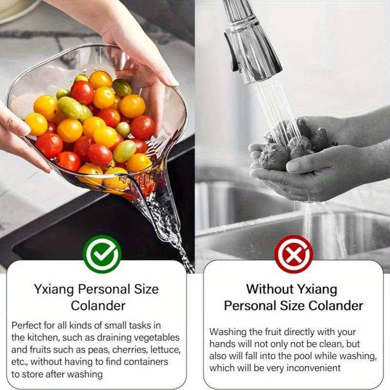 1pc Multifunctional Plastic Colander Set for Kitchen Sink Food Cleaning Salad Prep with Removable