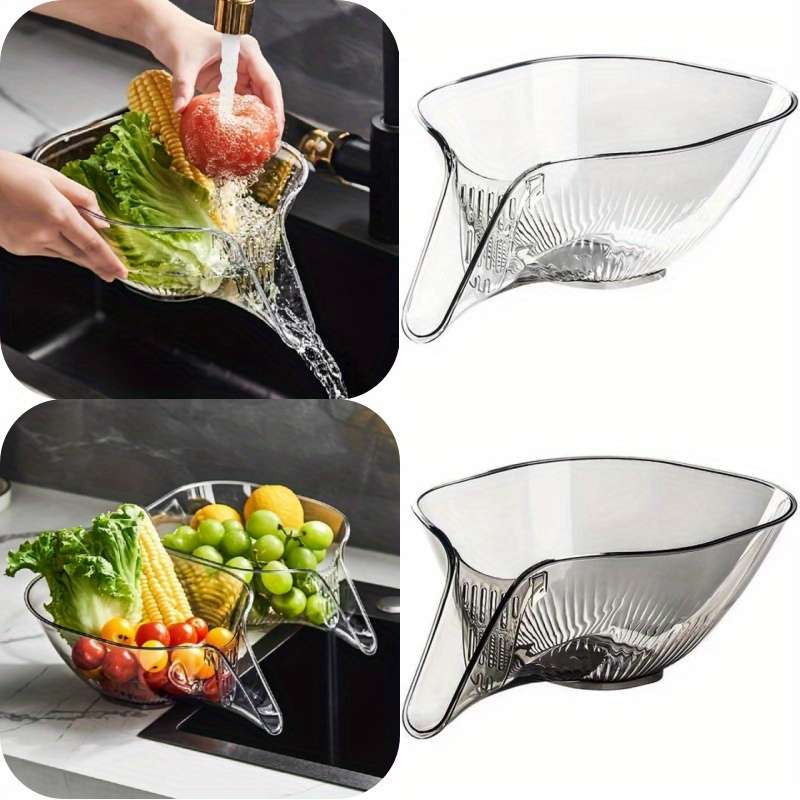 1pc Multifunctional Plastic Colander Set for Kitchen Sink Food Cleaning Salad Prep with Removable