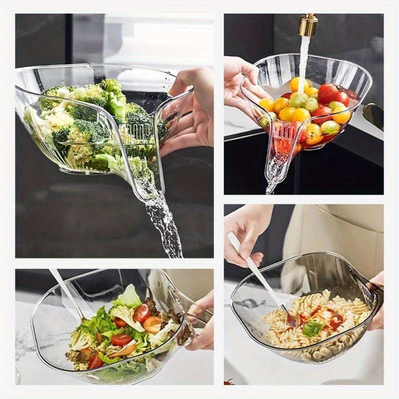 1pc Multifunctional Plastic Colander Set for Kitchen Sink Food Cleaning Salad Prep with Removable